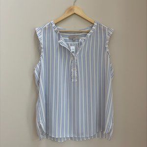 LOFT NWT Striped Shell Top Blue & White